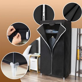 Guarda roupa de tecido 160 x 75 cm Preto