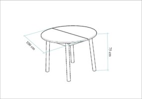 Mesa de Jantar Extensível Oliver – Nogueira/Preto – 100/131 x 75 x 100