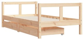 Estrutura de cama infantil c/ gavetas 80x160 cm pinho maciço