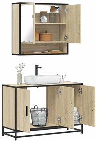 vidaXL 2 pcs conj. móveis casa banho derivados madeira carvalho sonoma
