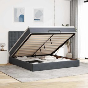 Estrutura cama otomana colchões 180x200 cm cinzento escuro