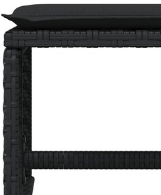 13 pcs conjunto de jantar p/jardim com almofadões vime PE preto