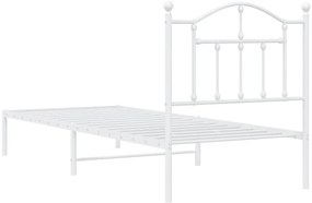 Estrutura de cama com cabeceira 90x190 cm metal branco