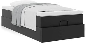 Estrutura de cama otomana com colchão 80x200 cm preta
