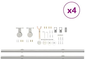Kit ferragens p/ porta deslizante 400cm aço inoxidável prateado