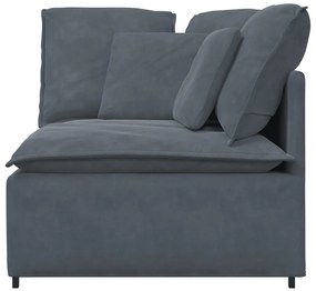 Módulo de sofá canto com almofadas 100 cm cinzento-escuro