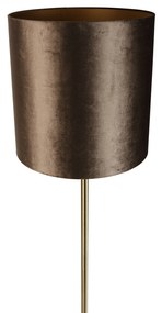 Candeeiro de Pé Latão com Abajur em Veludo Castanho 40cm - Simplo Clássico / Antigo,Moderno
