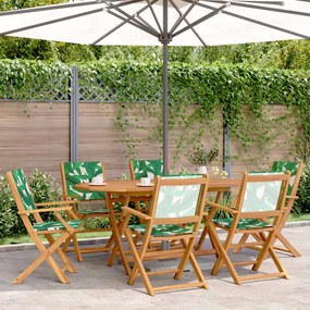 vidaXL Cadeiras de jardim dobráveis 6 pcs tecido/madeira maciça verde