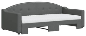 Sofá-cama c/ gavetão e colchões 90x190cm tecido cinzento-escuro
