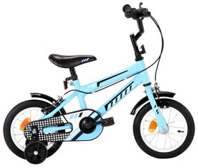 92176 vidaXL Bicicleta de criança roda 12" preto e azul