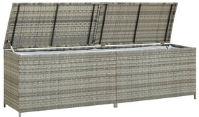 Caixa de arrumação para jardim 200x50x60 cm vime PE cinzento