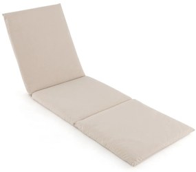 Almofada para espreguiçadeira de exterior 182 x 59 cm com tiras de fixação Fecho de gancho e laço Bege