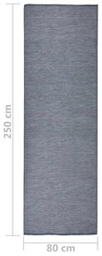 Tapete de tecido plano para exterior 80x250 cm azul