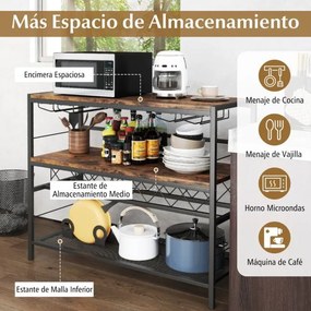 Garrafeira de vinhos de 4 níveis 104 cm Mesa de bar de vinhos com arrumação e 4 filas para copos Estante de vinhos para cozinha Castanho
