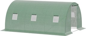 Outsunny Estufa Tipo Túnel de Exterior 4,5x3x2 m com Paredes Laterais Enroláveis 6 Janelas de Malha e Porta Enrolável com Fecho de Correr Verde | Aosom Portugal