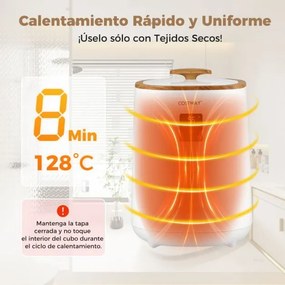 Aquecedor de toalhas para casa banho de 18 L com tela LED e desligamento automático Cubo portátil branco