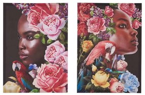 Pintura Mulher Tropical (2 Pcs) (50 X 1,5 X 70 cm)