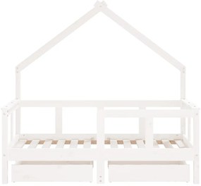 Estrutura cama infantil c/ gavetas 70x140cm pinho maciço branco