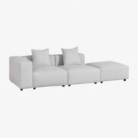 Sofá Modular De Canto Esquerdo De 2 Peças Com Braço Alto E Puff ↔︎285 Cm Bruna Tecido Cinzento Glaciar - Sklum
