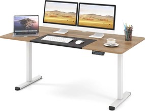 Secretária elétrica 140 x 70 cm com altura ajustável, memória de 4 posições, orifício para cabos e motor silencioso Bege