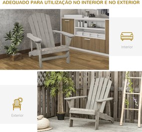 Cadeira Adirondack de Madeira Cadeira Adirondack de Jardim com Assento Extra Largo 78x89x88 cm Cinza