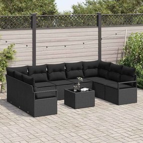 Conjunto de Sofá de Jardim com 10 Peças e Almofadas Bege em Rattan Sin