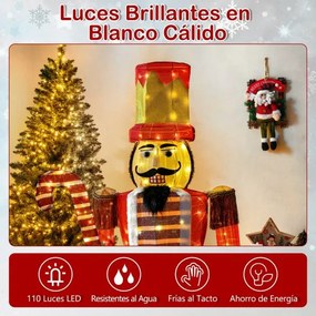 Soldado Quebra Nozes 170 cm Iluminado para Decoração de Natal  3D Pré-iluminada com 110 Luzes LED multicolorido