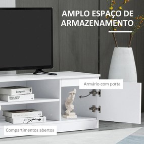 Móvel de TV de Sala com 2 Portas 2 Prateleiras Abertas Móvel para Televisores de 55 Polegadas 120x39,5x40 cm Branco