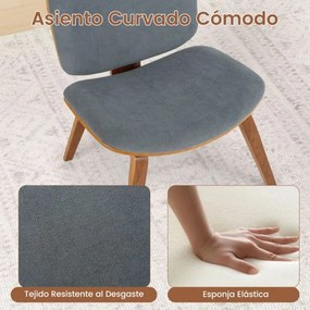 Cadeira auxiliar sem braços com encosto curvo e assento acolchoado largo para sala de jantar, sala de estar ou escritório 59 x 55 x 77 cm cor Nogueira