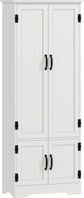 Armário de cozinha contemporâneo 60 x 30 x 153 cm com múltiplas opções de arrumação, 2 armários e 3 prateleiras, em MDF (painéis de partículas) branco