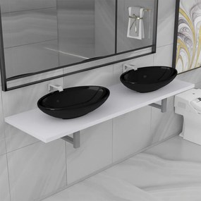 vidaXL Conjunto de móveis de casa banho 3 peças cerâmica branco