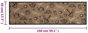 Tapete cozinha lavável 45x150 cm veludo padrão morning castanho