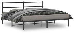 vidaXL Estrutura de cama com cabeceira 200x200 cm metal preto