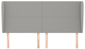 Cabeceira cama c/ abas tecido 163x23x118/128 cm cinzento-claro