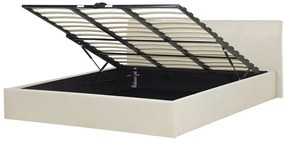 Cama de casal com arrumação em tecido creme 180 x 200 cm ORBEY Beliani