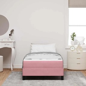 Cama box spring com colchão Rosa 90 x 200 cm Veludo