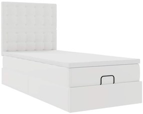 Cama otomana com colchão 100x200 cm couro artificial branco