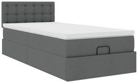 Estrutura cama otomana colchão 90x190 cm tecido cinzento escuro