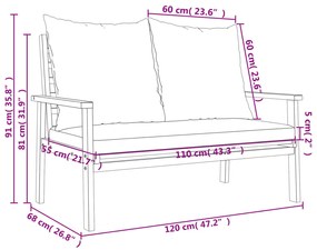 Conjunto de jardim com almofadão madeira de acácia maciça