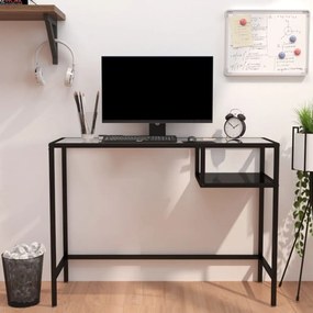 vidaXL Mesa de computador vidro 100x36x74 cm preto