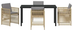 Conjunto de Jantar para Jardim de 5 Peças com Almofadas de Rattan Sint