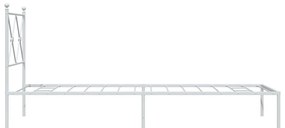 Estrutura de cama com cabeceira 75x190 cm metal branco