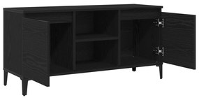 Armário de TV vidaXL Preto Carvalho 102x35x50 cm de Madeira de Engenha