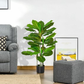 HOMCOM Planta Artificial de 95cm com 33 Folhas Realistas em Vaso de Ci