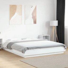 Estrutura cama c/ luzes LED 160x200 cm derivados madeira branco