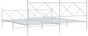 Estrutura de cama com cabeceira e pés 200x200 cm metal branco