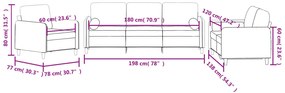 3 pcs conjunto de sofás com almofadas veludo cinzento-escuro