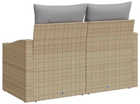 Sofá de Jardim 2 Lugares com Almofadas Bege em Rattan