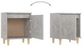 Mesa cabeceira c/ pernas de madeira 40x30x50cm cinzento cimento