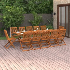 vidaXL 13 pcs conjunto de jantar para jardim 280x90x75cm acácia maciça